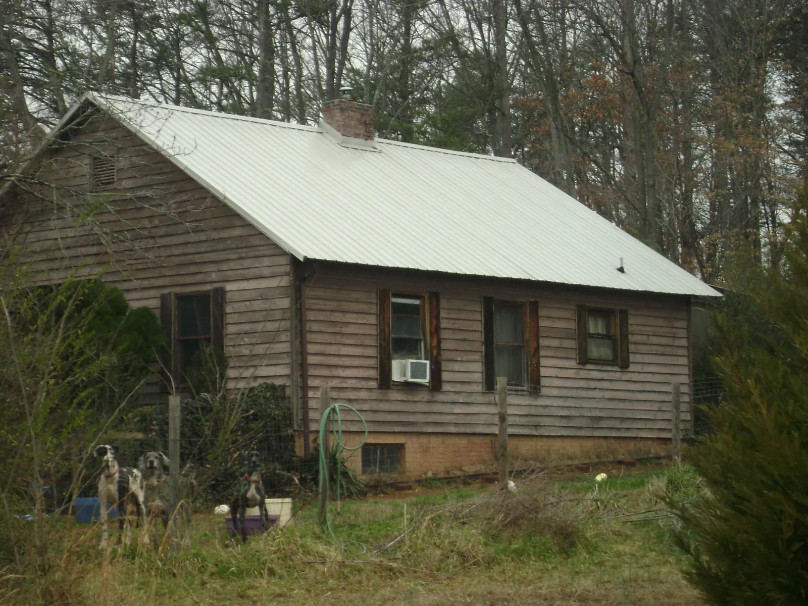 White metal roof on an old wood sided farmhouse, from a Metal Roof Installation job in Ashwood